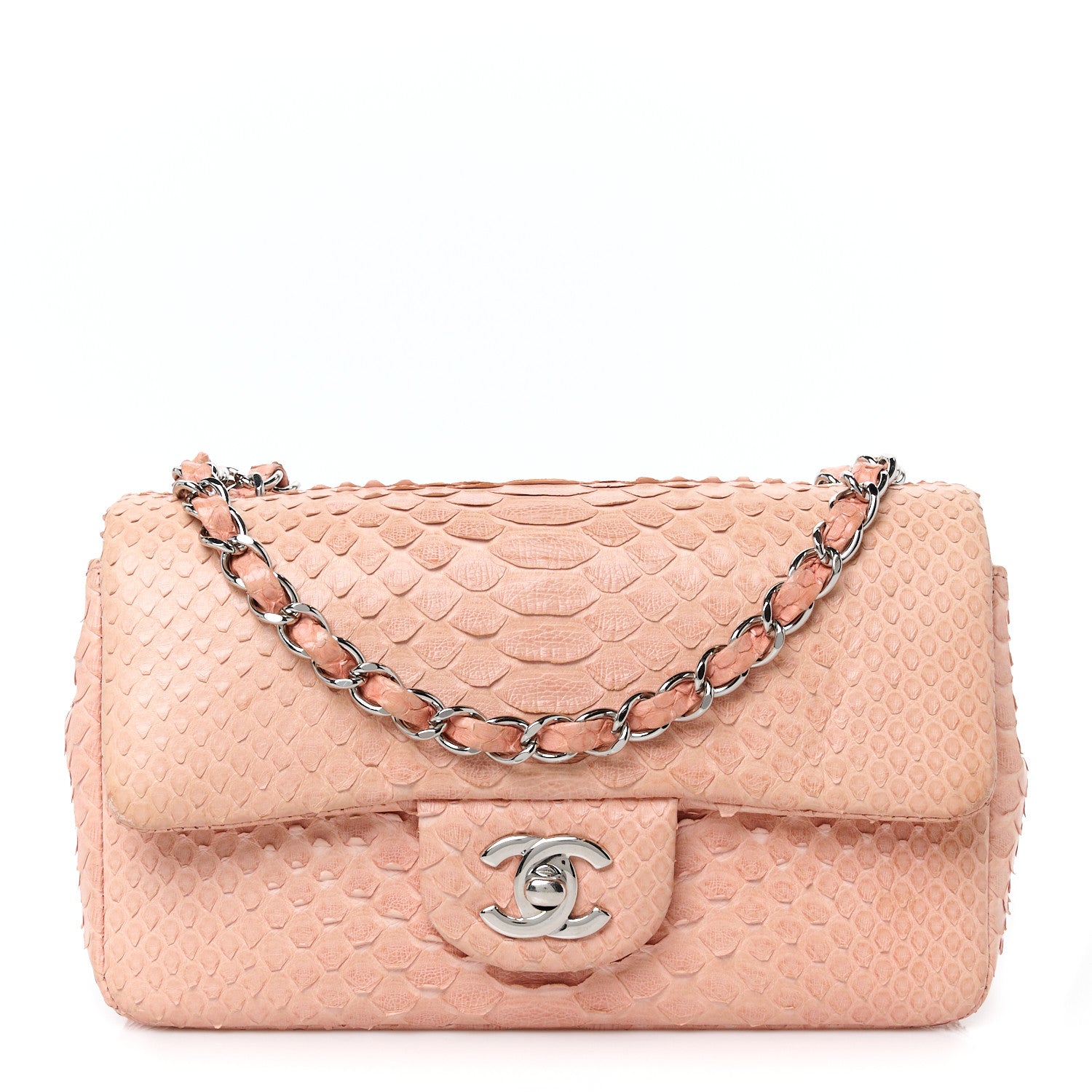 Chanel Snakeskin Mini Rectangular Flap Pink 1 of 11
