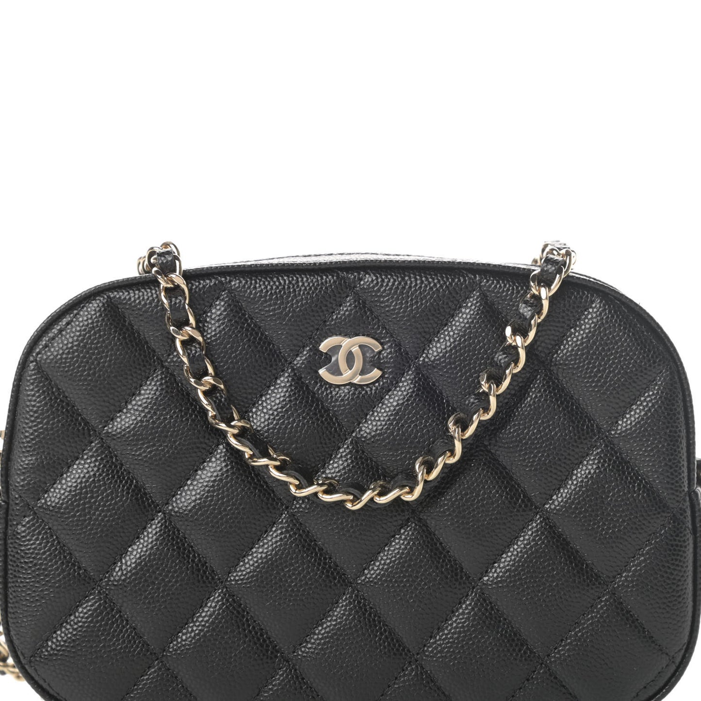 Caviar Quilted Vanity With Chain Black