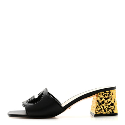Gucci Cosmos Softy Calfskin Interlocking G Cut Out 55mm Slide Sandals 41.5 Black 1 of 9