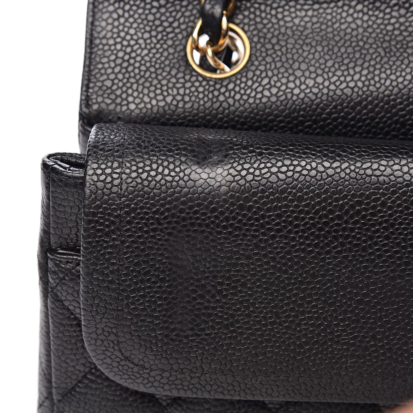 Caviar Quilted Medium Double Flap Black