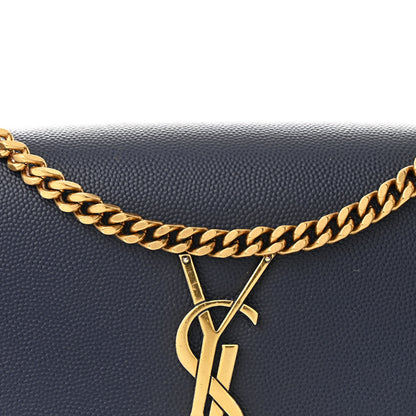 Saint Laurent Grain De Poudre Small Classic Monogram Kate Tassel Satchel Blue Charron 8 of 9