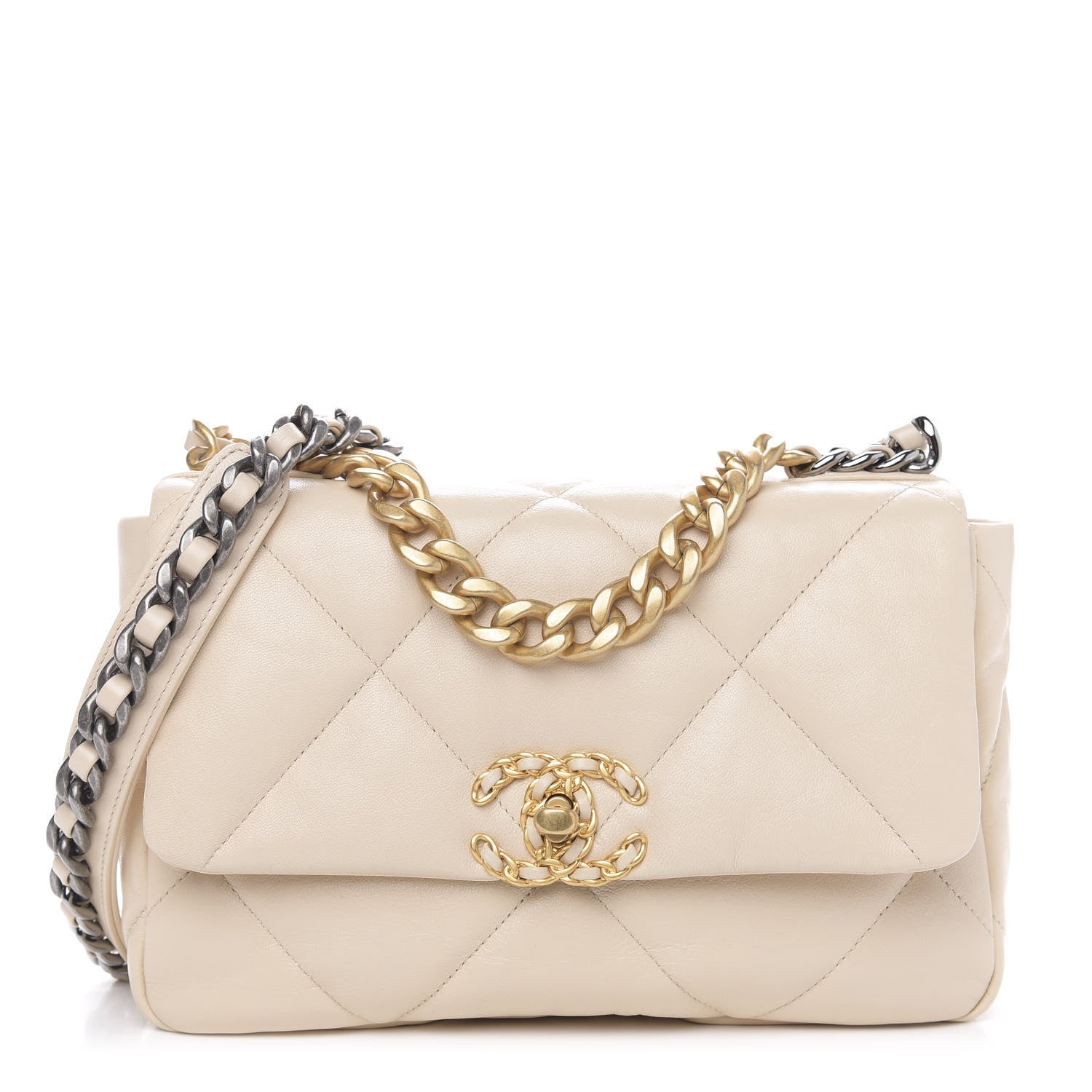 Chanel Goatskin Quilted Medium 19 Flap Beige 1 of 10