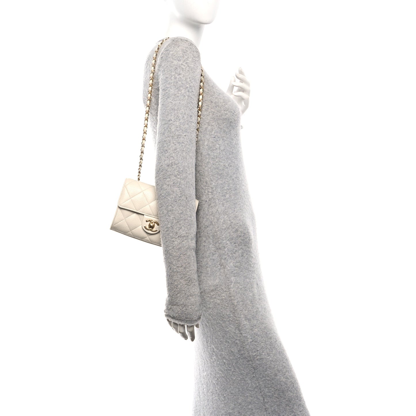 Caviar Quilted Mini Flap Bag Light Beige