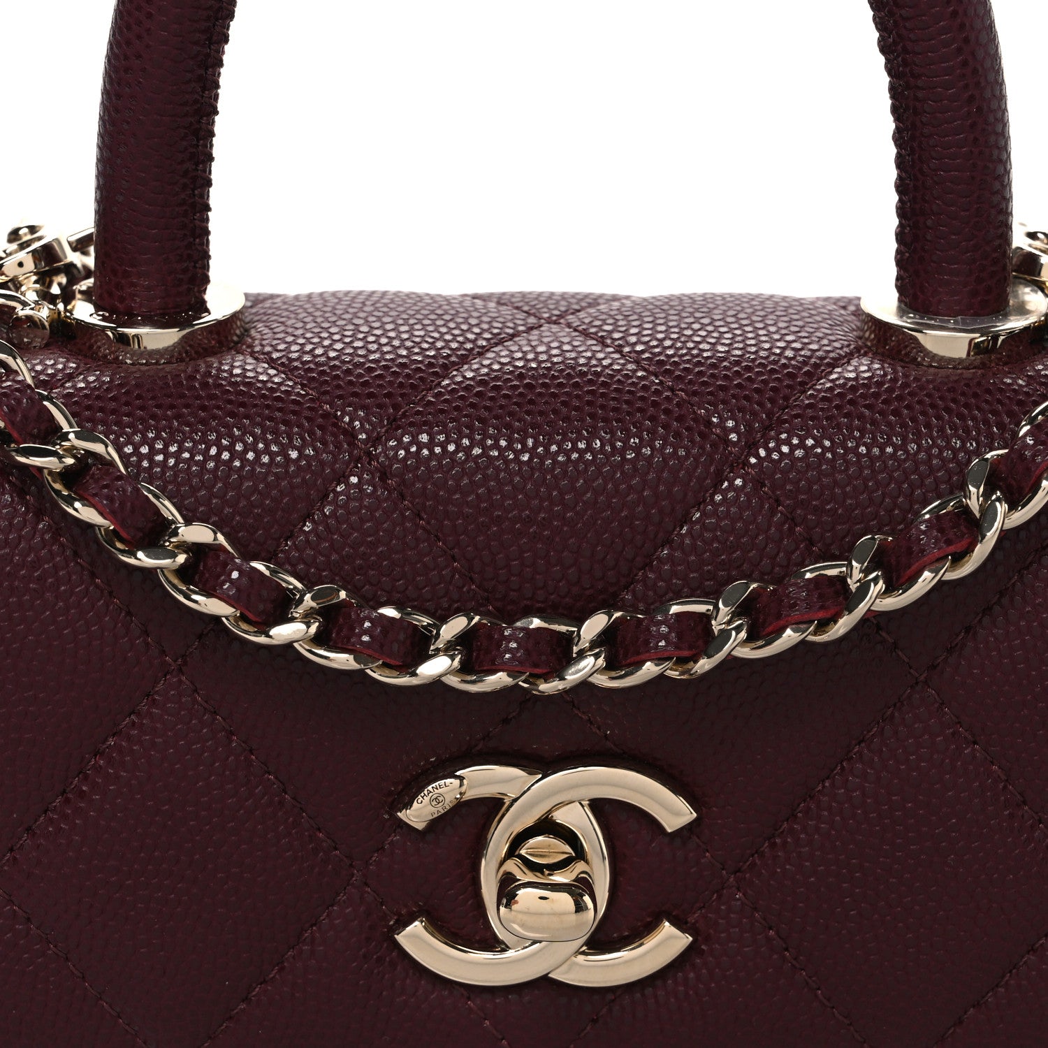 Chanel Caviar Quilted Coco Handle East West Clutch With Chain Bordeaux 7 of 10