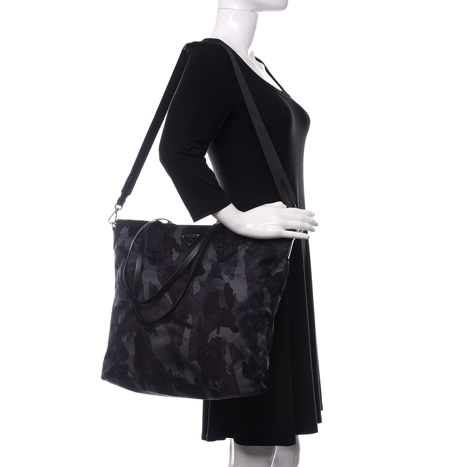 Prada Tessuto Nylon Stampato Camouflage Tote Blue 2 of 9