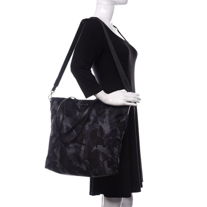 Prada Tessuto Nylon Stampato Camouflage Tote Blue 2 of 9