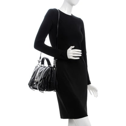 Proenza Schouler Calfskin Crocodile Embossed Medium PS1 Satchel Black 2 of 8