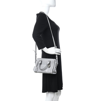Alexander McQueen Calfskin Crocodile Embossed Mini Skull Padlock Zip Around Tote Grey 2 of 11