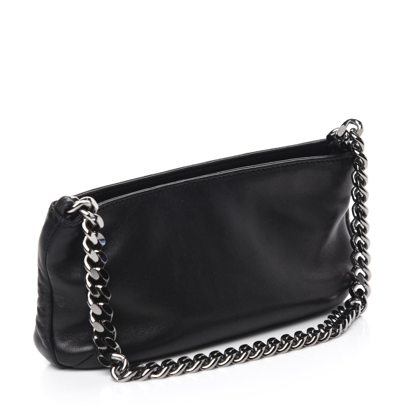 Calfskin Chain Stitch Clutch Black