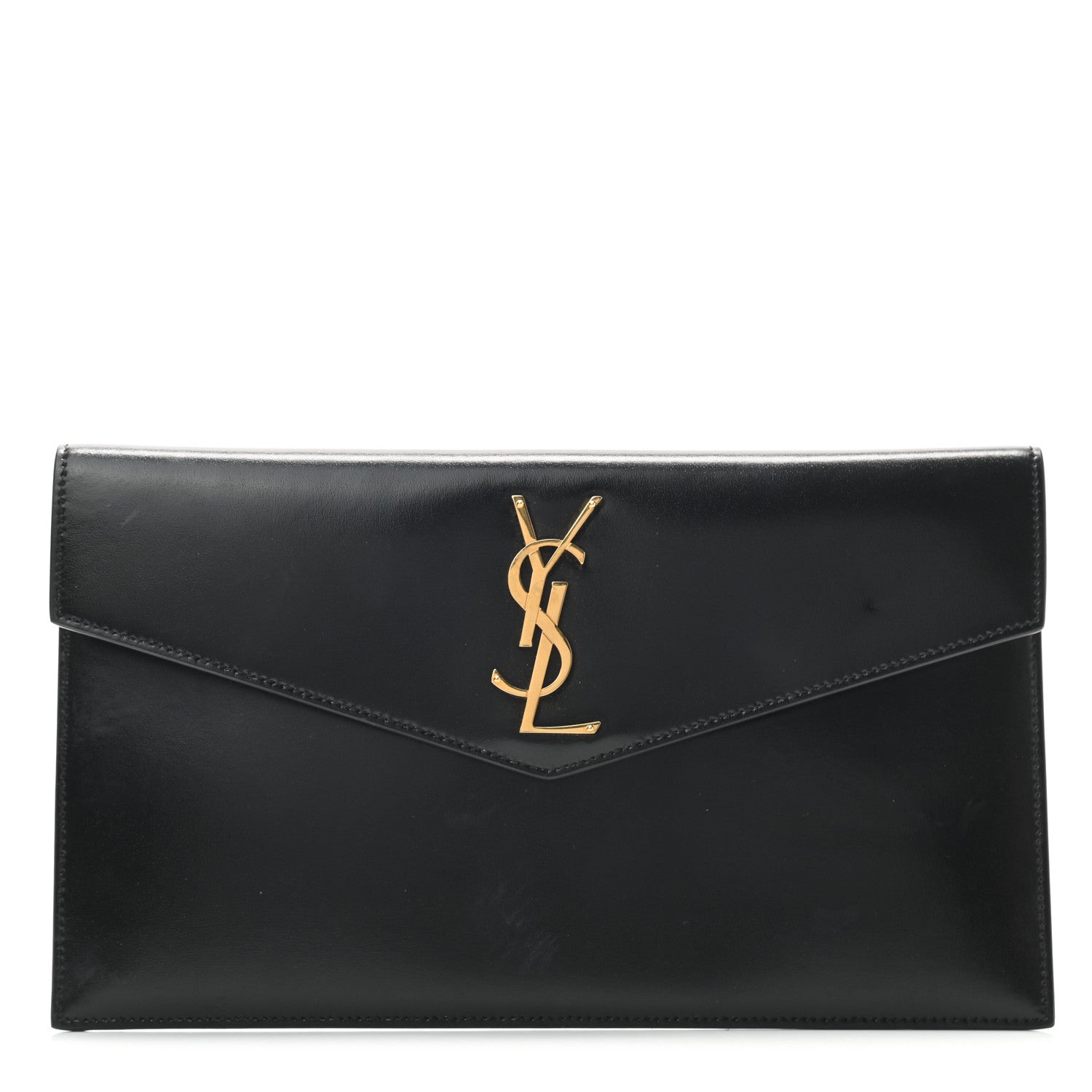 Saint Laurent Smooth Shiny Calfskin Monogram Uptown Pouch Black 1 of 8