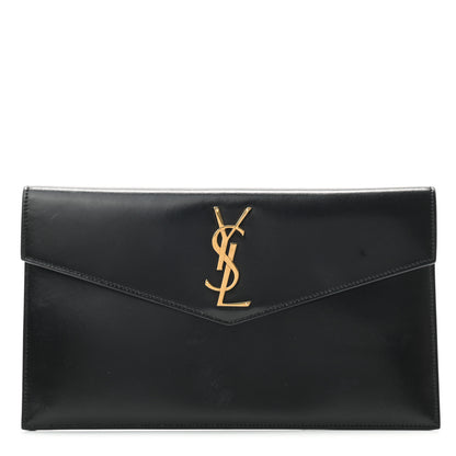 Saint Laurent Smooth Shiny Calfskin Monogram Uptown Pouch Black 1 of 8