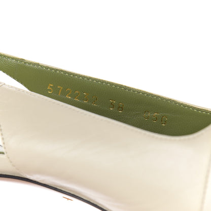 Gucci Malaga Kid Half Moon GG Square Toe Slingback Pumps 37 Vintage White 9 of 10