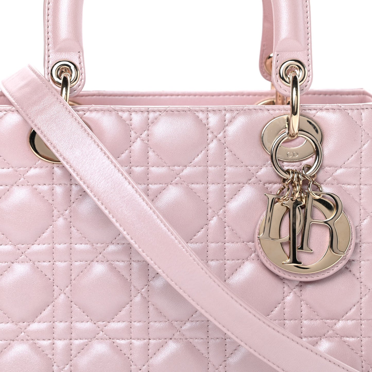Pearly Lambskin Cannage Medium Lady Dior Lotus