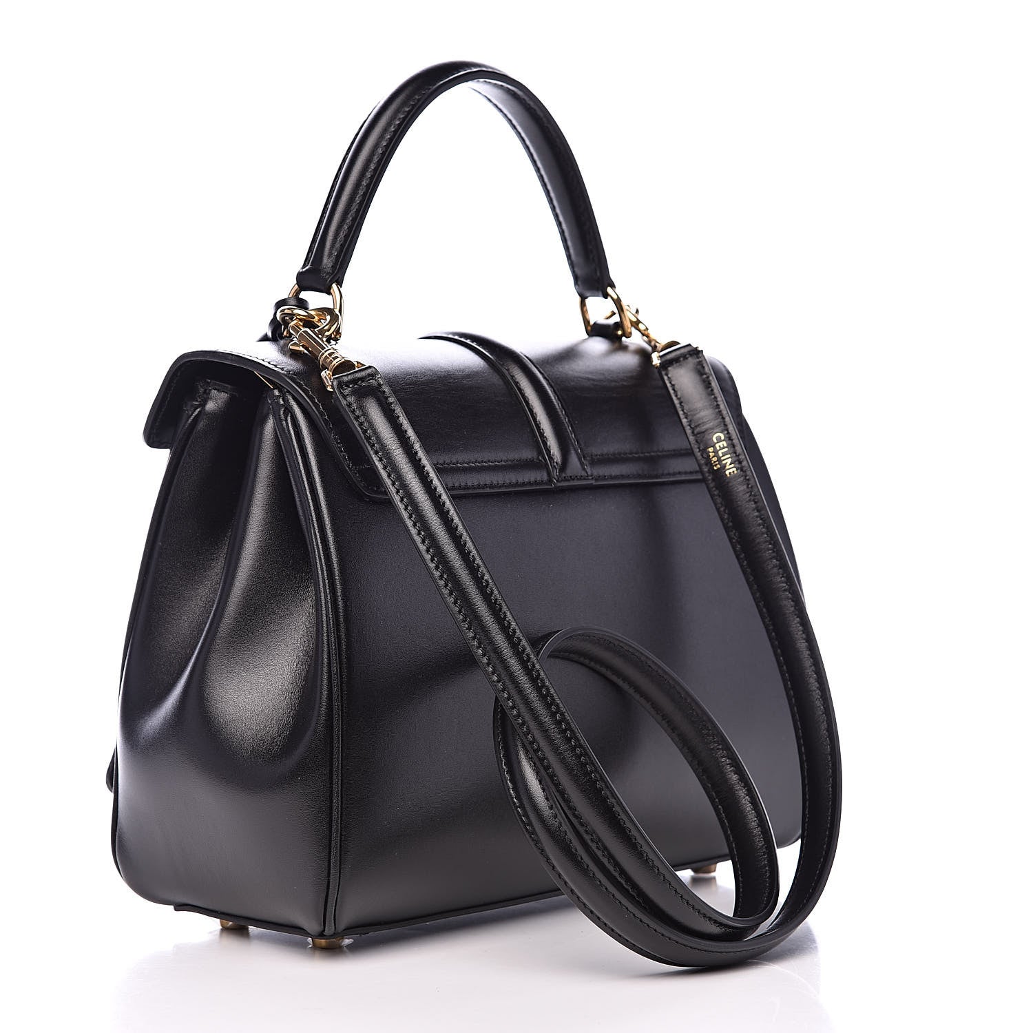 Celine Satinated Calfskin Small 16 Top Handle Bag Black 3 of 12