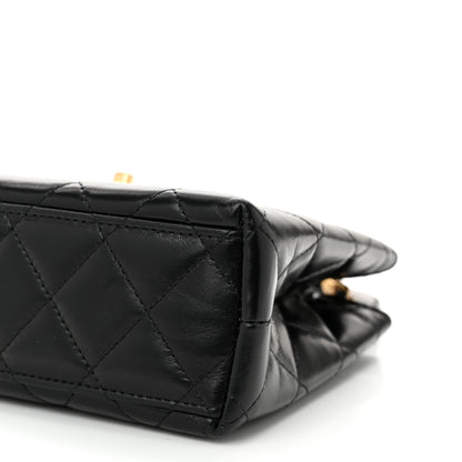 Chanel Shiny Aged Calfskin Quilted Nano Kelly Shopper Black 10 of 11