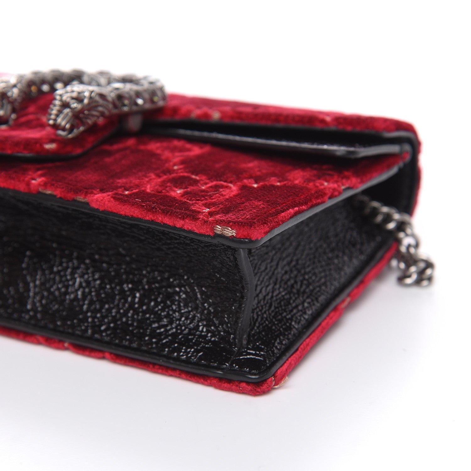 Gucci Velvet GG Monogram Super Mini Dionysus Shoulder Bag Red Cipria Black 9 of 9