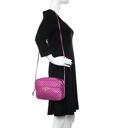 Gucci Laminated Nappa Trapuntata Small Zumi Shoulder Bag Fuxia 2 of 15