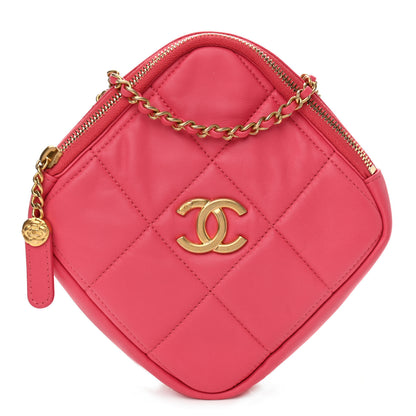 Chanel Lambskin Quilted Diamond Clutch With Chain Pink 1 of 10