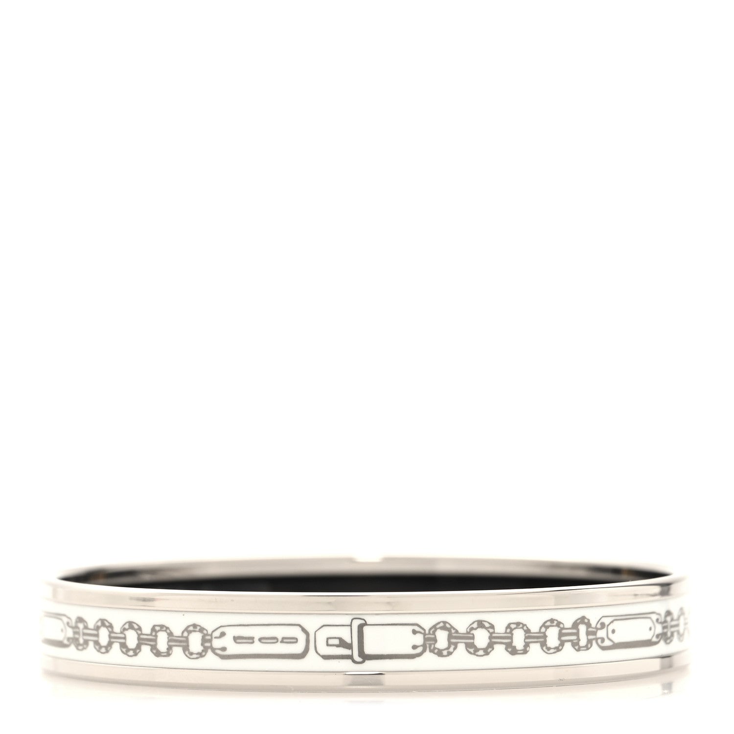 Hermes Enamel Printed Narrow Bijoux Chaines Bracelet 65 White 3 of 6