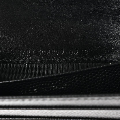 Saint Laurent Grain De Poudre Matelasse Chevron Monogram Card Case Black 8 of 11