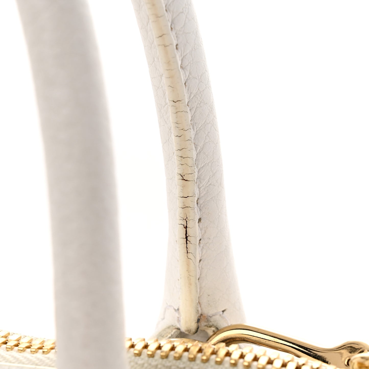 London Grainy Calfskin Small Greenwood Bowling Bag White