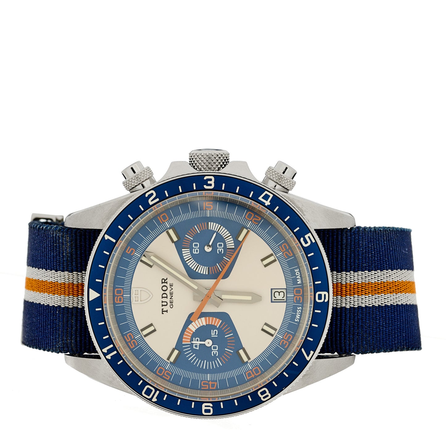 Stainless Steel Fabric 42mm Heritage Chrono Automatic Watch Blue 70330B