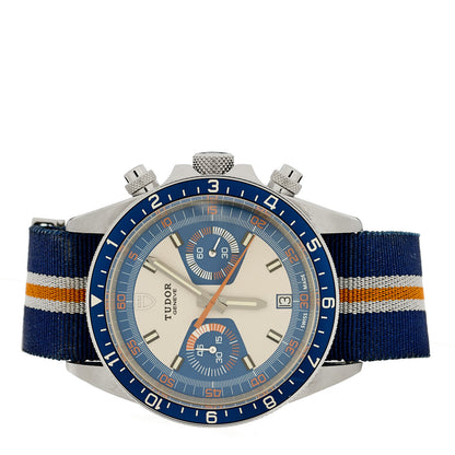 TUDOR Stainless Steel Fabric 42mm Heritage Chrono Automatic Watch Blue 70330B 2 of 4