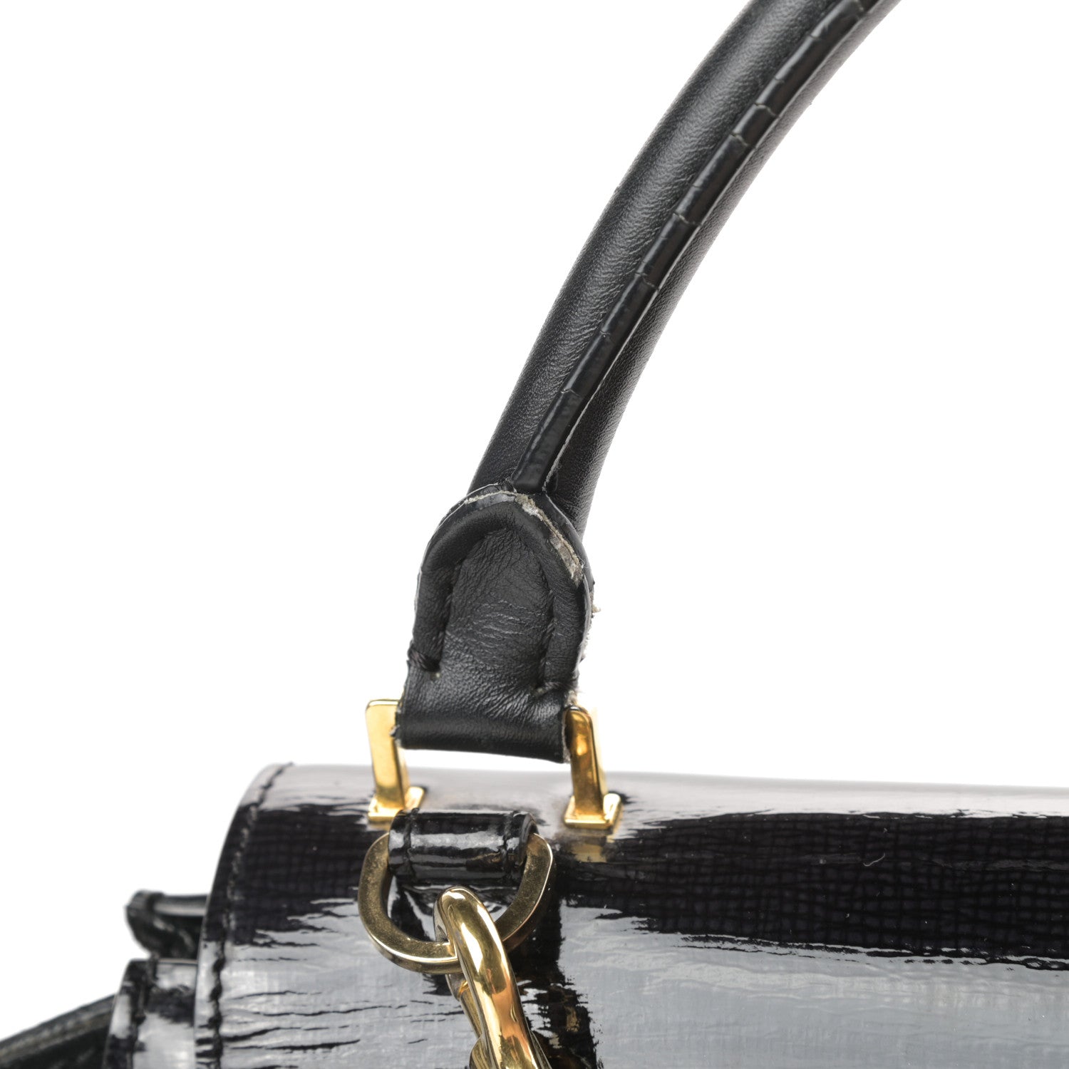 Celine Patent Suede Medium Trapeze Black 11 of 13