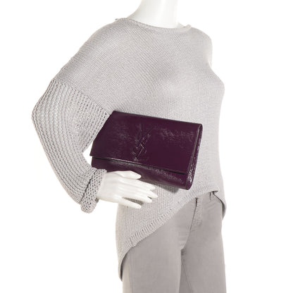 Saint Laurent Patent Large Belle De Jour Clutch Violet 2 of 7
