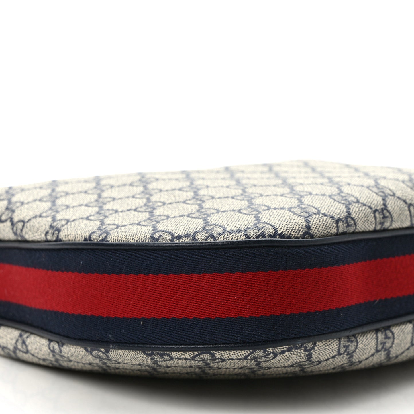 GG Supreme Monogram Textured Calfskin Web Large Attache Shoulder Bag Beige Blue