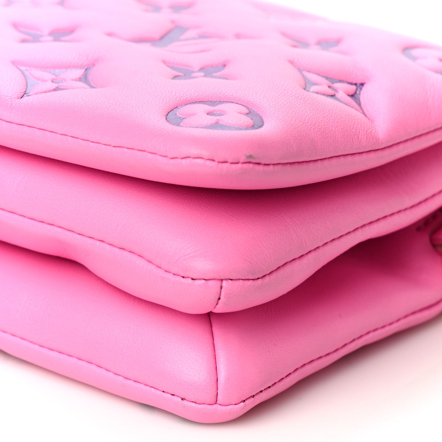 Lambskin Embossed Monogram Vuittamins Pochette Coussin Rose Violet