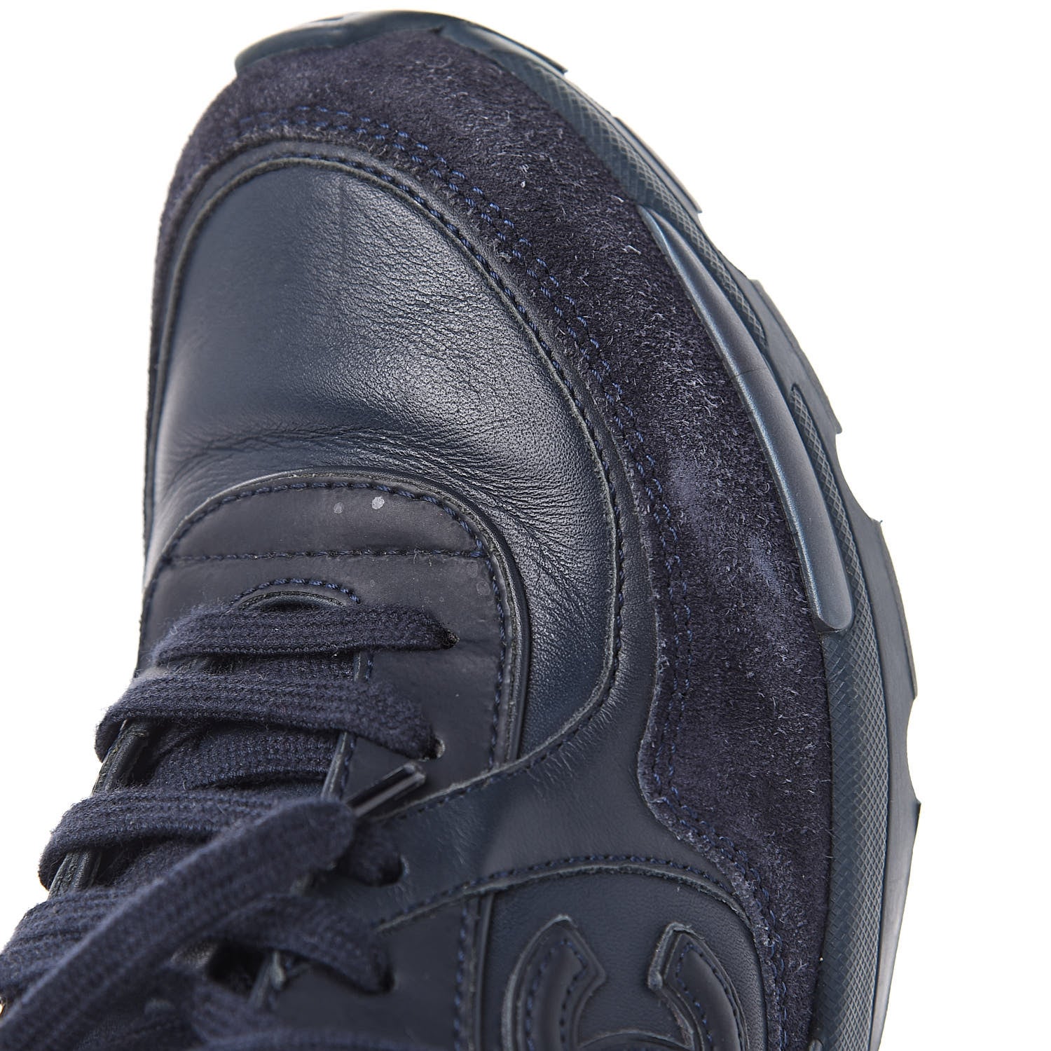 Chanel Suede Calfskin CC Sneakers 36 Blue 10 of 11