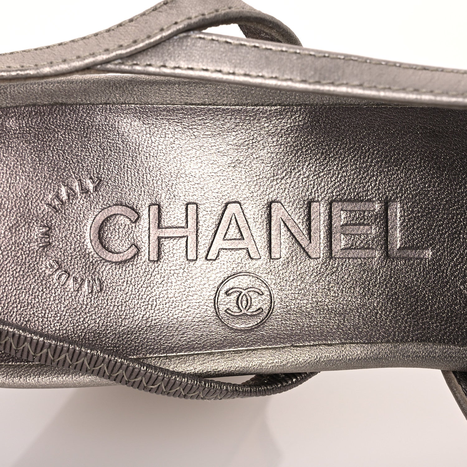 Chanel Laminated Lambskin Grosgrain Cap Toe CC Slingback Pumps 37 Copper Black 8 of 12