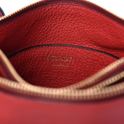 Prada Vitello Phenix Double Zip Crossbody Bag Scarlatto 9 of 13