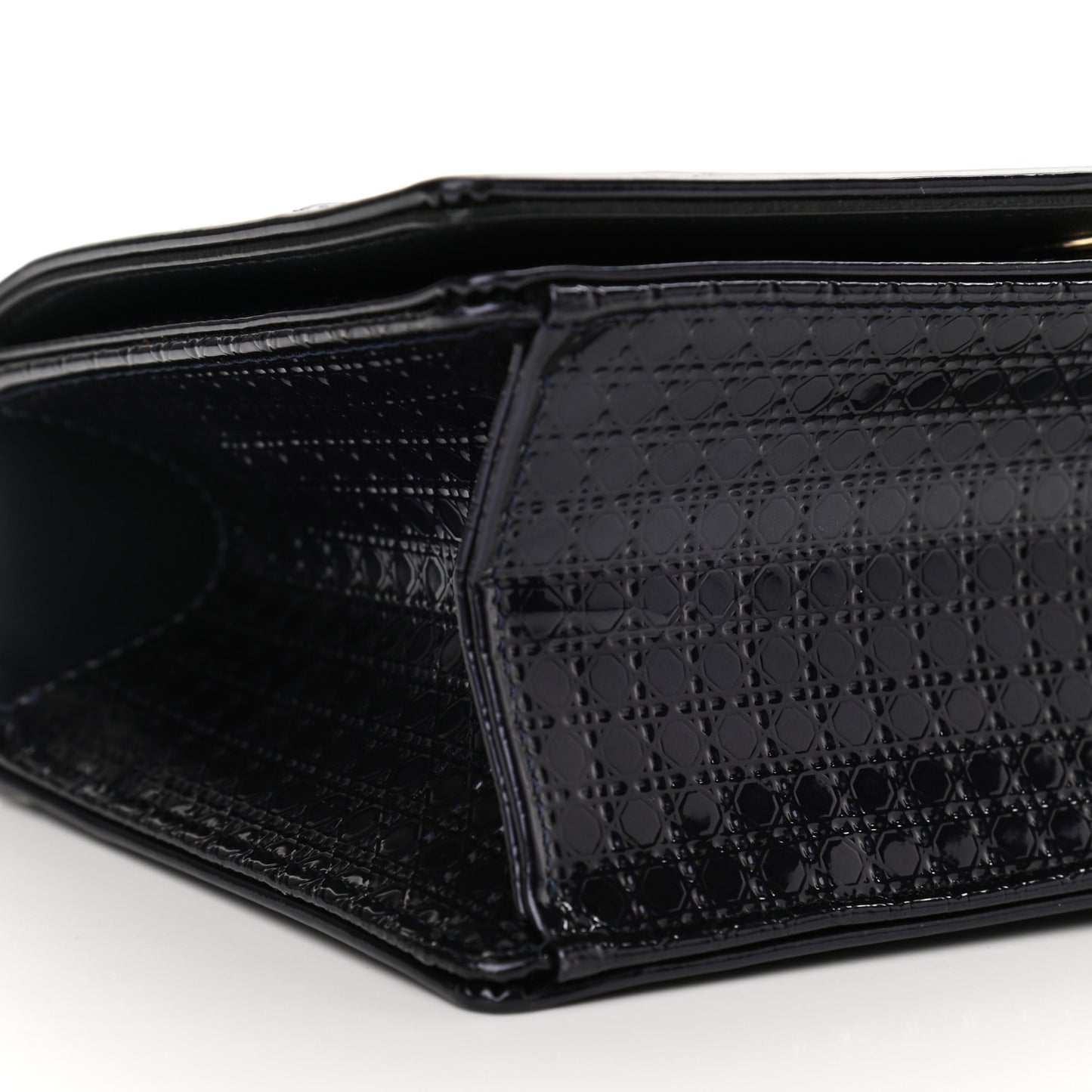 Metallic Patent Micro-Cannage Small Diorama Flap Bag Onyx Black