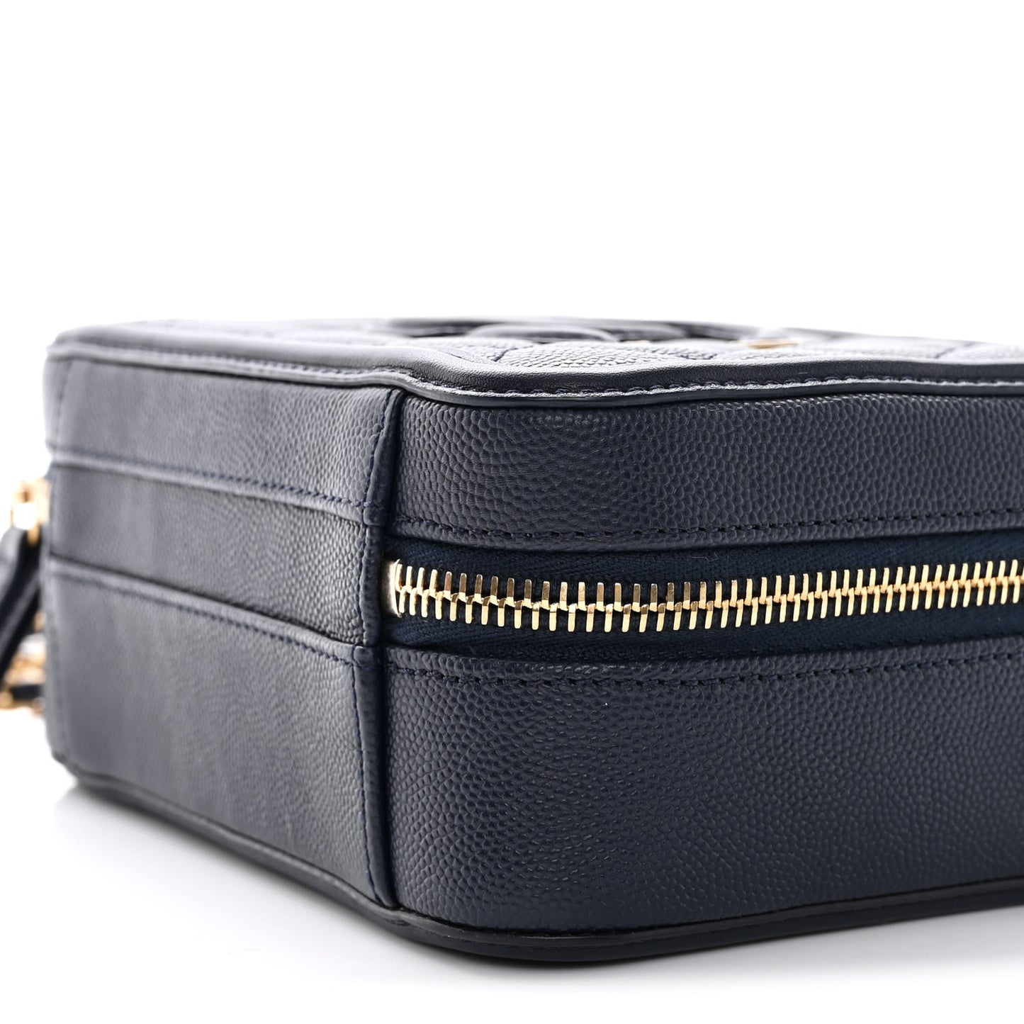 Caviar Quilted Small CC Filigree Vanity Case Navy