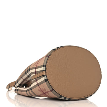 Burberry Haymarket Check Colours Small Lorne Bucket Crossbody Camel 4 of 7
