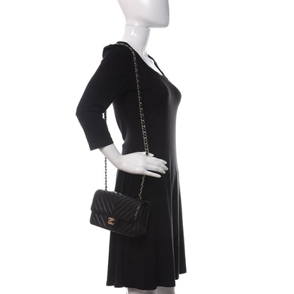 Chanel Lambskin Chevron Quilted Mini Rectangular Flap Black 2 of 14