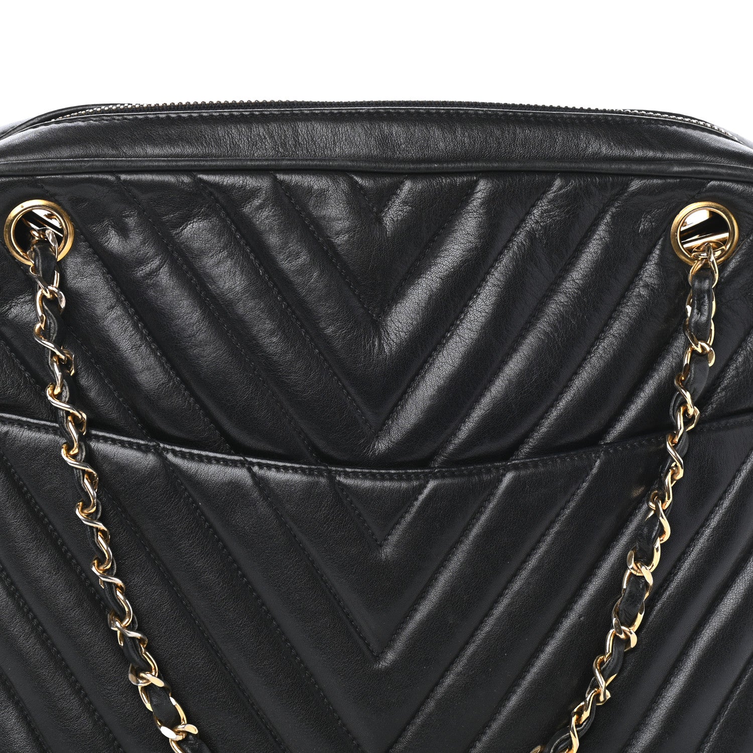 Chanel Lambskin Chevron Quilted Shoulder Bag Black 9 of 11