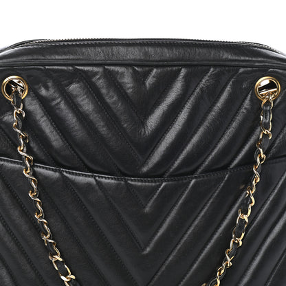 Chanel Lambskin Chevron Quilted Shoulder Bag Black 9 of 11