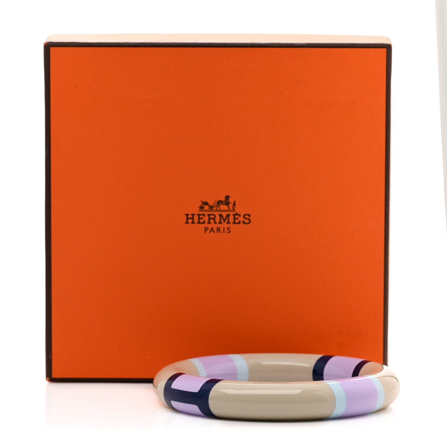 Lacquered Wood H Equipe GM Bangle Bracelet T2 Lilas