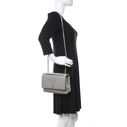 Chanel Calfskin Stitched Chain Flap Grey 2 of 11