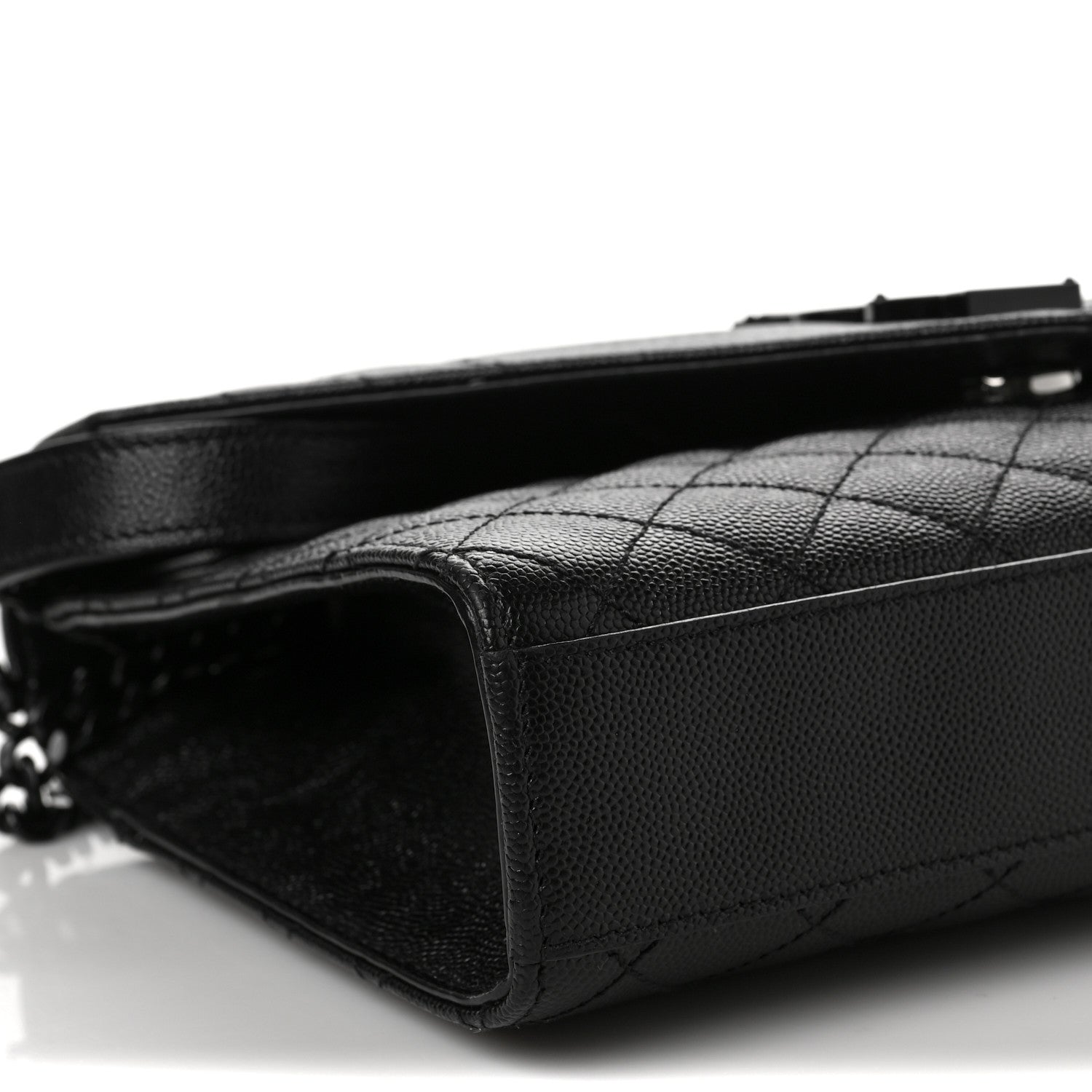 Saint Laurent Grain De Poudre Textured Mixed Matelasse Triquilt Medium Monogram Satchel Black 7 of 9