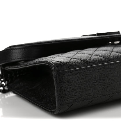 Saint Laurent Grain De Poudre Textured Mixed Matelasse Triquilt Medium Monogram Satchel Black 7 of 9