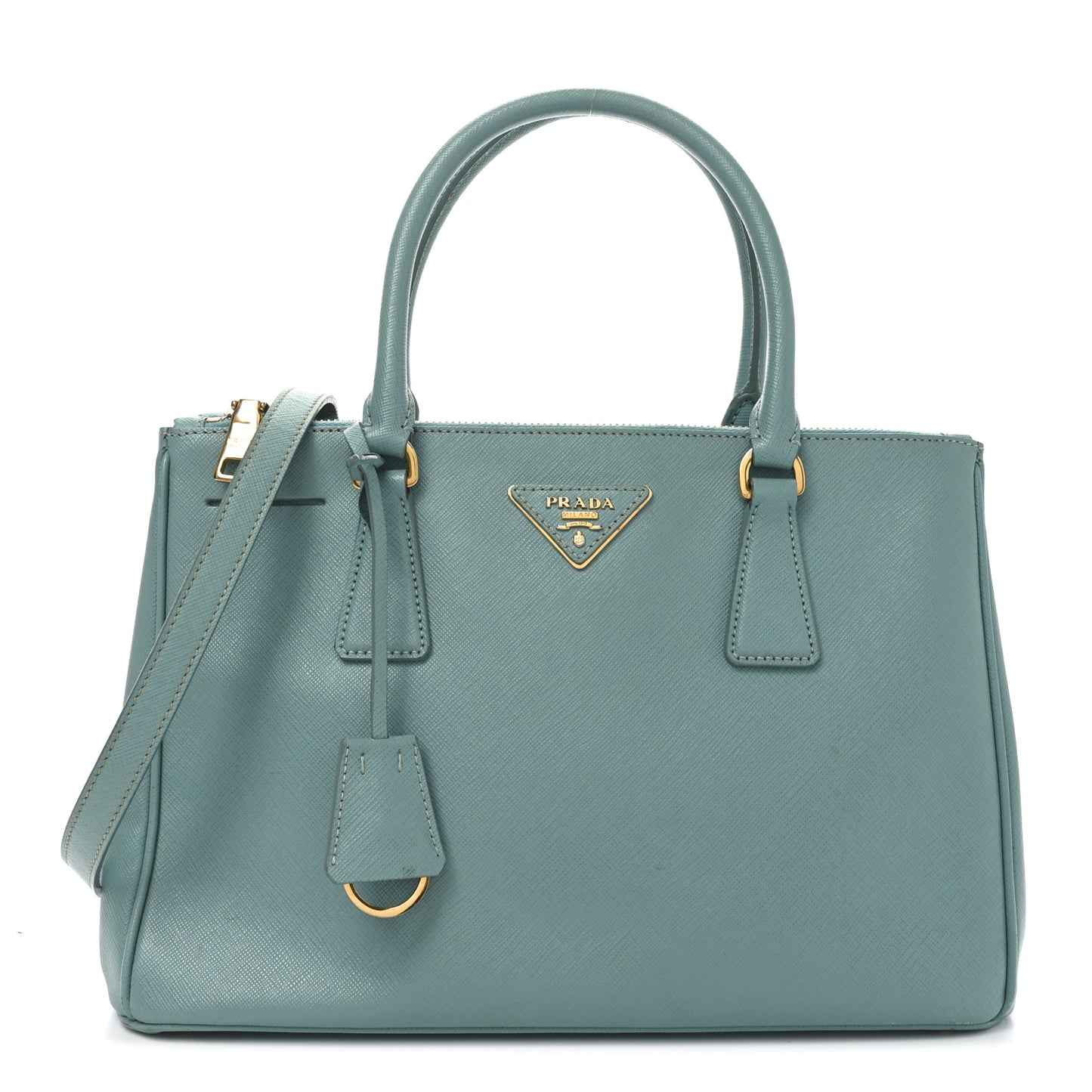 Saffiano Lux Galleria Small Double Zip Tote Turchese
