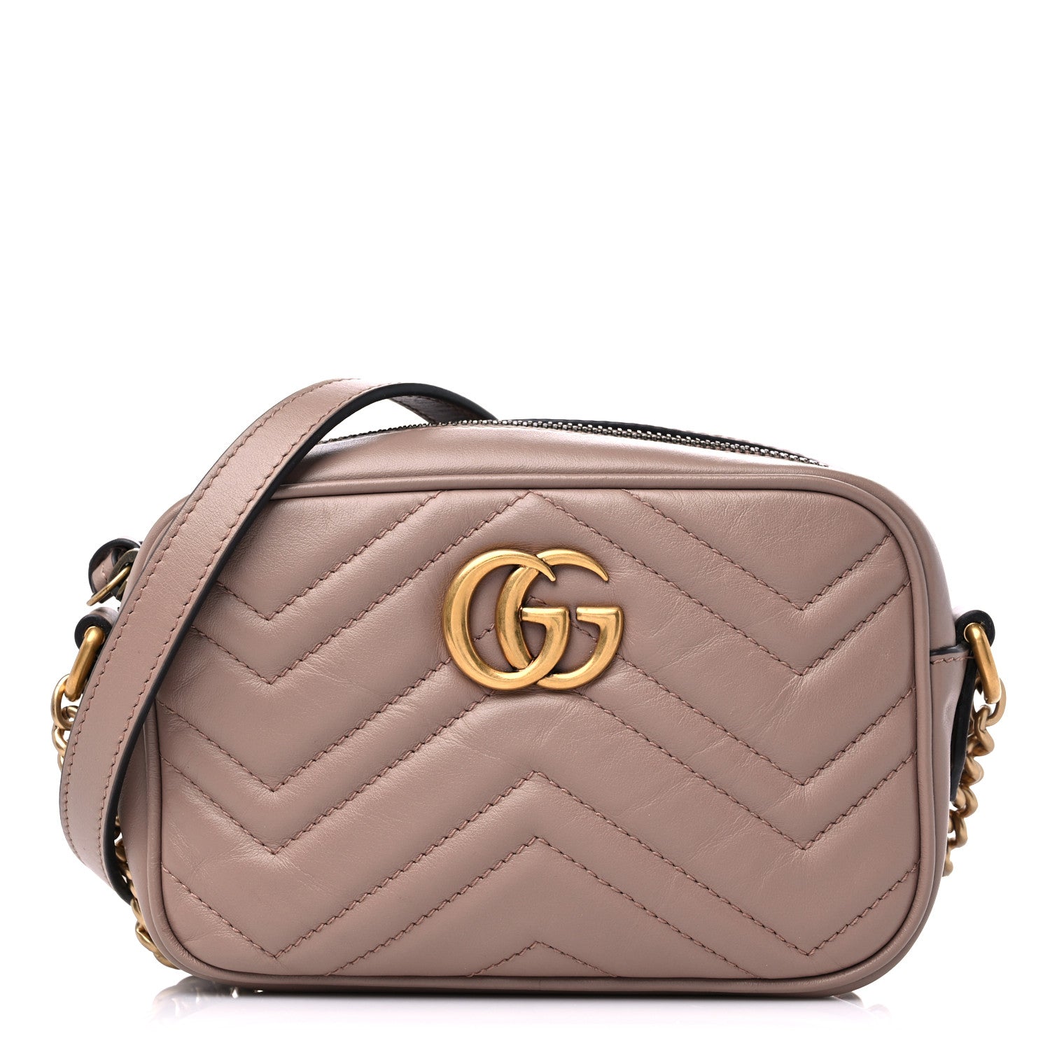 Gucci Calfskin Matelasse Mini GG Marmont Chain Shoulder Bag Porcelain Rose 1 of 11