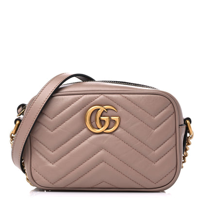 Gucci Calfskin Matelasse Mini GG Marmont Chain Shoulder Bag Porcelain Rose 1 of 11