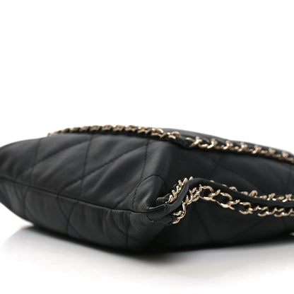 Chanel Calfskin Quilted Chain Flat Tote Black 10 of 10