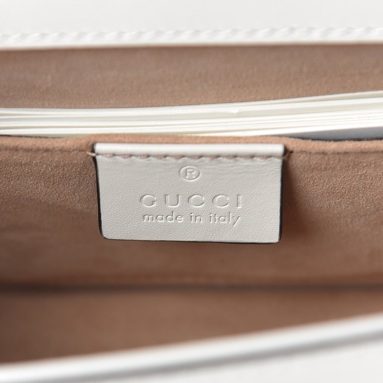 Gucci Calfskin Embroidered Mini Sylvie Top Handle Bag White 7 of 10