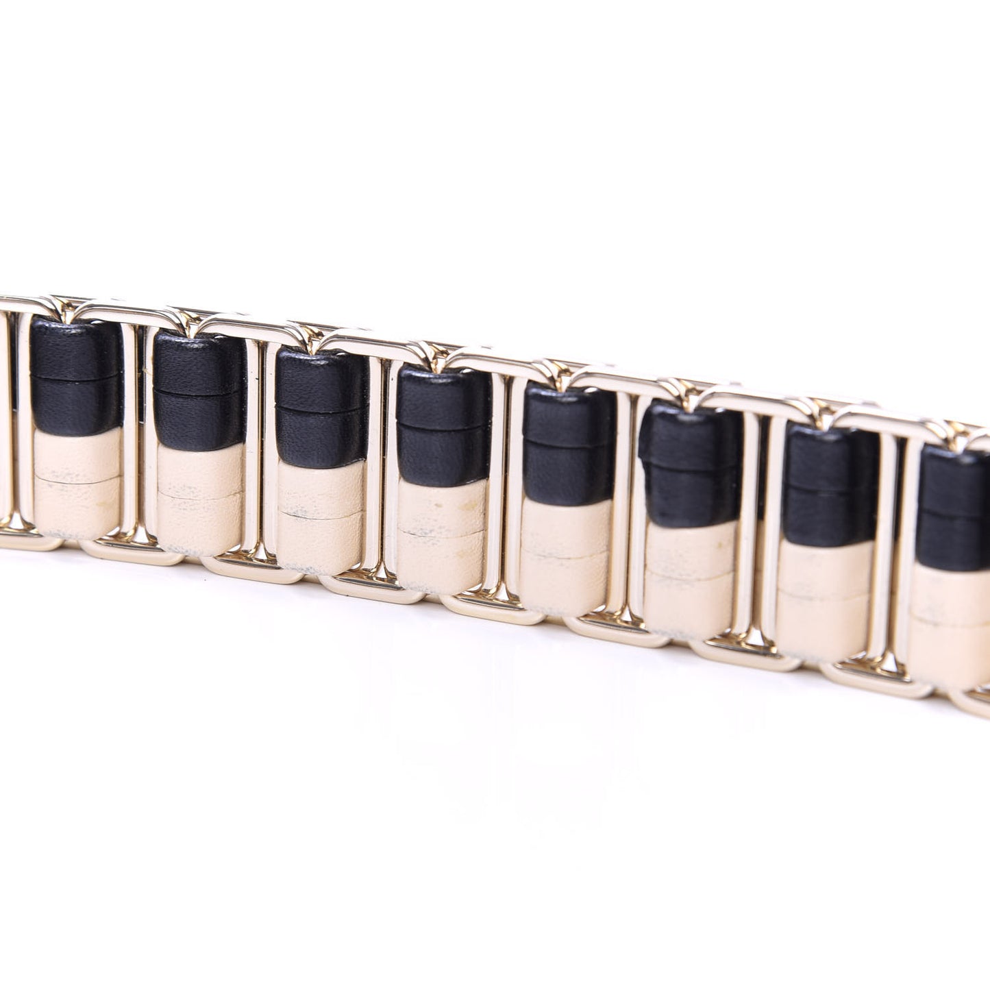 Lambskin Metal Belt 85 34 Black Beige